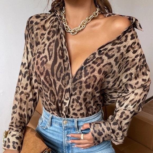 Leopard print button up shirt
